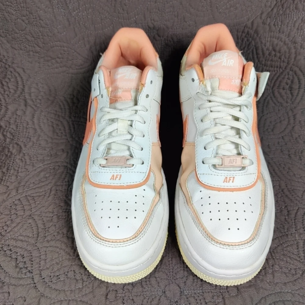 Nike Air Force 1 Shadow Washed Coral White Sneakers Women's Shoes Size 8 - Picture 2 of 9